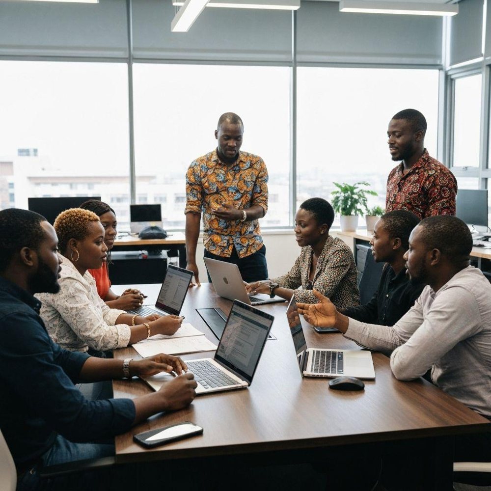 Professionals working together in a modern office